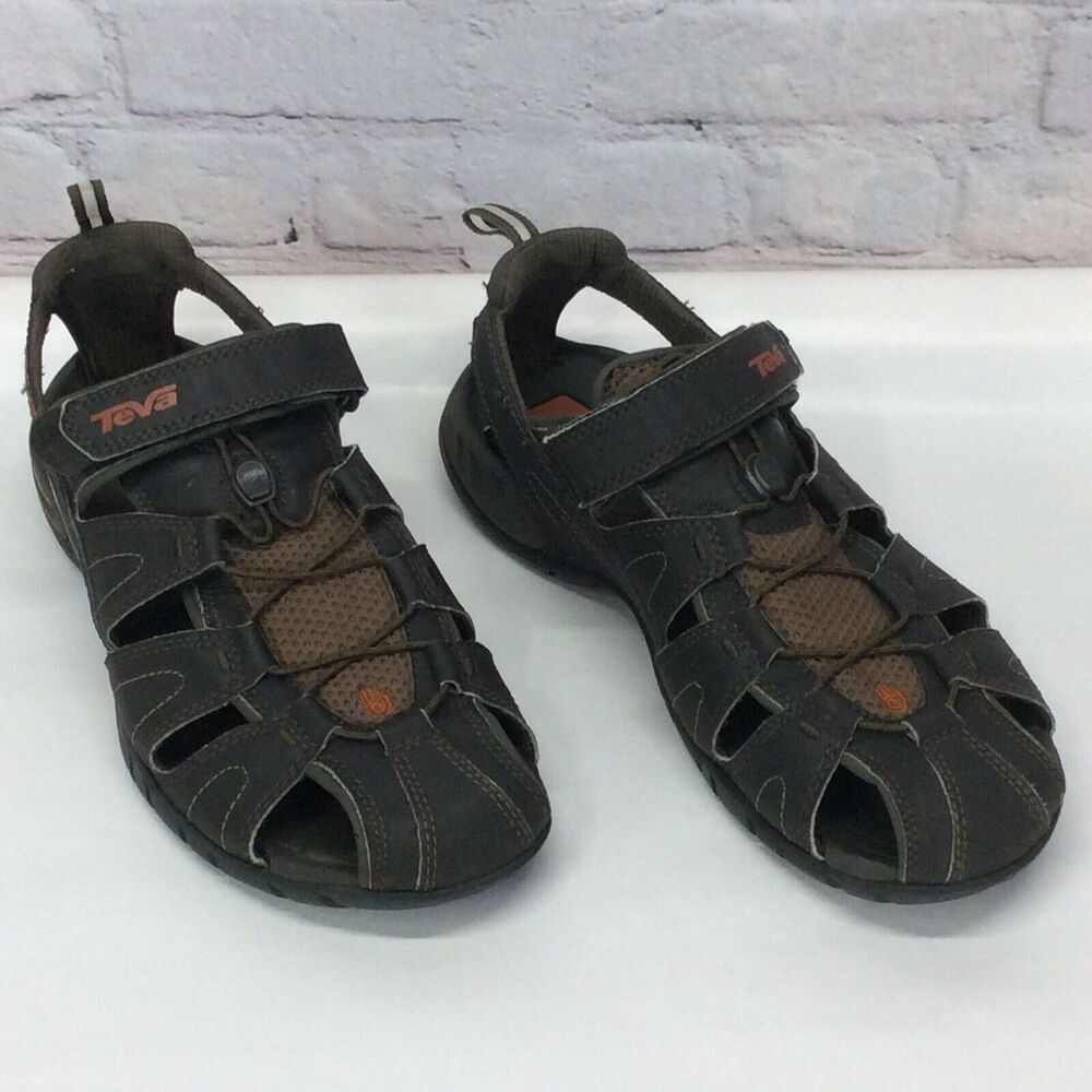 Teva Forebay Fisherman Sandals Men's Size 10 Brown Leather Rugged Outdoor Active - Picture 4 of 12